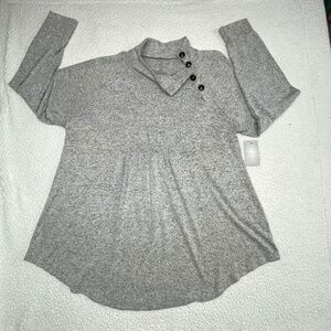 NWT Womens Long Sleeve gray XXL  Mock Neck Top